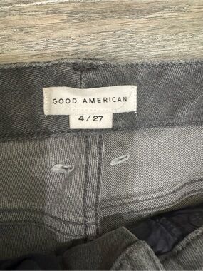 Good American Gray High Rise Skinny Jeans Raw Hem Size 4/27